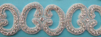(10 metara) prodaja na Veliko ručni perle vjenčanje oblog silver prozirni gorski kristal završiti glačalo na vjenčanicu zona DIY WDD0259