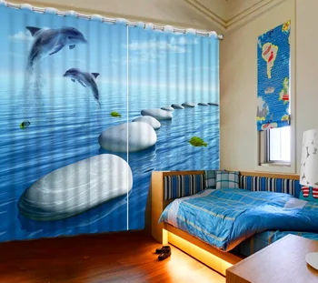 3d zavjese Classic Home Dekor prilagođene zavjese Nove 3D Predivna 3d zavjese jezero delfin kućni ukras spavaće sobe