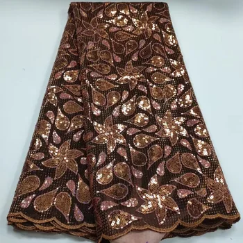 (5 metara/kom) Pink afrički čist čipke bling bling šljokice vezeni nigerijski stranke čipke tkaninu za nove haljine FTY007