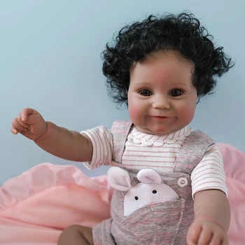 50CM Full Body Silicone Reborn Maddie Doll Waterproof In Dark Brown Black Skin Ručno Oslikana s Vidljivim Venama