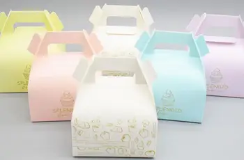 6 Boja 13,5*11,5*8 vidi Kraft-Papir Torta Kutija S Ručkom bombonijeru Hrana Pakiranje Poklon Proizvodnja Kutija 100 kom/lot Besplatna dostava