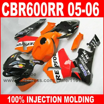 7gifts custom paint Injection Molding for HONDA 05 06 CBR 600 RR CBR600RR fairings kit 2005 2006 orange repsol fairing hull