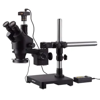 7X-45X Crna Тринокулярный Stereo Zoom Mikroskopa na Jednoj Ruci Strijela Štand + 144 Smjer Podesivi Led Ring Svjetlo i USB2.0 10MP