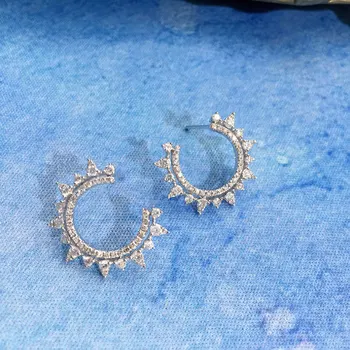 Aazuo Real 18K White Gold Real Diamonds Big Sun Stud Earrings gift for Women Zaruke, Vjenčanje Chain Au750
