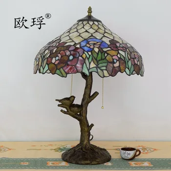 Američka pastoralna Tiffany витражная lampe za dnevni boravak blagovaonica spavaća soba dekoracije ptica bar lampa