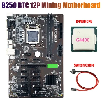 B250 BTC Planina Matična Ploča s G4400 CPU+Switch Kabel LGA 1151 DDR4 12XGraphics Utor za kartice USB3.0 za BTC Miner Mining