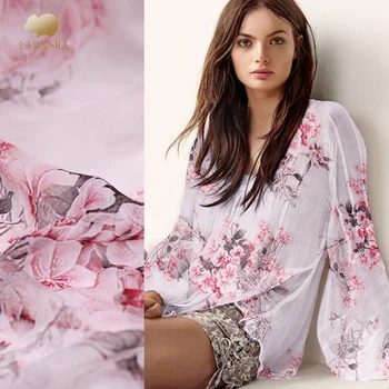 Breskva digitalni tisak svila жоржет tkanina ljeto tanak kineski svilenih tkanina perspektiva šal haljinu košulja svile i tila tkivo