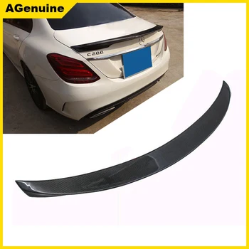 Carlson style high polish rear boot lip wing real carbon fiber rear trunk lip spojler wing for Mercedes-Benz C class W205 4Drs