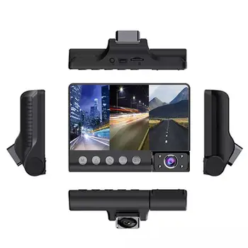 Dashcam Skladište Vožnje Snimač 4. 3 Objektiva IPS osjetljiv Zaslon Osjetljiv na dodir Auto-video snimač Podržava Motion Detekcija Nadzor, Parking