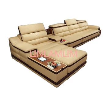 Dnevni prostor kauč kutni kauč ova prirodna koža sofe s USB priče za iphone minimalistički muebles de sala moveis para casa