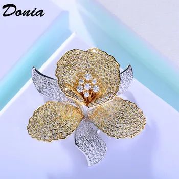 Donia Modni nakit luksuz boutonniere umetnut boja AAA cirkon cvijeće puni broš cvijet pribor haljina pin nakit