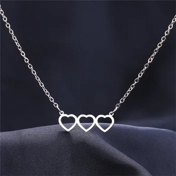 Europska титановая čelik nehrđajući čelik tri srca privjesak ogrlica dama poklon prijateljima
