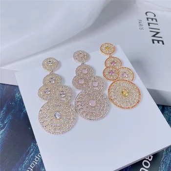 EYER Luxury Retro Clear Noble Top Quality Micro Paved Cubic Zirconia Round Earrings For Women Fashion Kap Jewelry