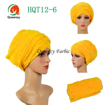 HQT12 Prodaja Afrički turbon gele vrući afrički šlem 9 boja ženski s turbanom headwrap afrički scraf s perlicama čist šlem