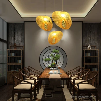 Kineski Bambus Drvene Led Viseće Svjetiljke Svjetiljke Unutarnji Art Dekor Viseće Lampe S Blagovaonicom Restoran Hotel Spavaća Soba Viseći Svijećnjak
