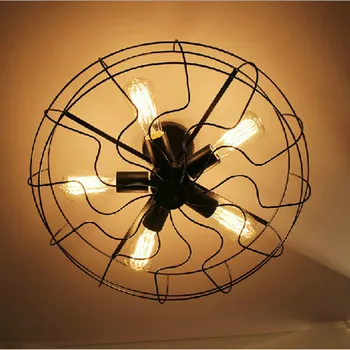 Klasicni industrijski stil lusteri kreativni restoran luster od kovanog željeza ventilator okrugla žarulja LB12198