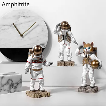 Kreativne Životinje Astronaut Figurice Mačka Skulptura Mali Nordijsko Kip Kuća Ukras Dnevnog Boravka Društvene Pribor Za Ukras