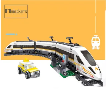 Mailackers City High-speed Railway Building Blocks Fuxing Hexie Electric Locomotive Train Technical Bricks Toys For Kids Boy