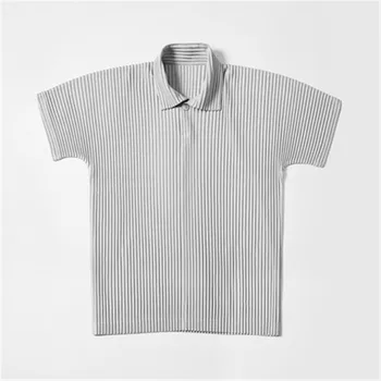 Miyake fold men 's POLO tops T-shirt 2021 summer new loose large size short-sleeved men' s T shirt top mužjak