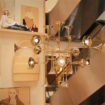 Moderna Nordijsko Nehrđajućeg Čelika Zlatna Truba Viseće Svjetiljke Vintage Retro Rog Ботти Viseći Svijećnjak Za Dnevni Boravak