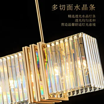 Moderna pravokutni kristalnim lusterima blagovaonica viseći svijećnjak mat zlato kuhinjski otok led cristal lustre lampa