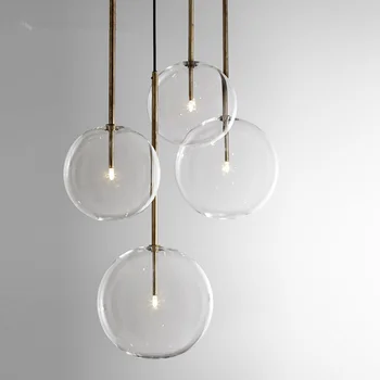 Moderne minimalističke Okretni Plafonjere Led Žarulje Okrugli Stakleni Balon Kreativne Viseće svjetiljke željeza Led žarulje G4 Unutarnji Kućni Bar Zlato