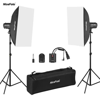 NiceFoto Photography Studio Kit 5500K Photo Studio Lighting Kit LED Flash Light Kit with Softbox Lingt Stand Carrying Bag Lamp