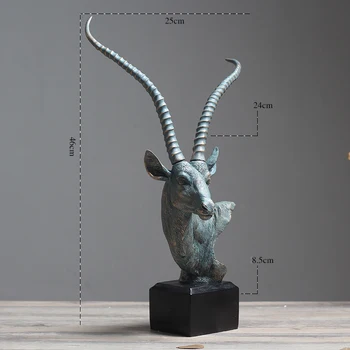 Nordijsko Glava Antilope Kip Tablica Smola Obrt Skulptura Kućni Ukras Životinja Figurica Pribor Nakit
