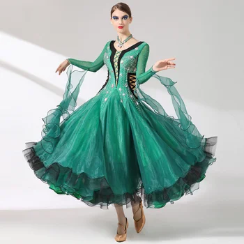 Novi Dolazak Fin Žene Dame Odrasla Osoba Natječaj Za Izvođenje Odjeća Međunarodni Standard Zelene Ballroom Ples Haljina