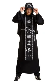 Novi Halloween Par Svećenik Mađioničar Crna Odjeća Maskirane Kostime Za Nastupe