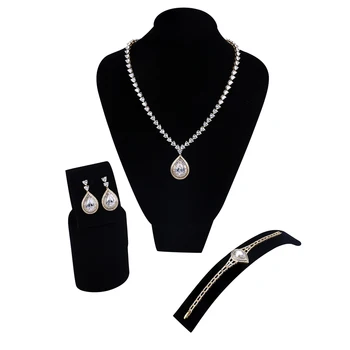 Novi Luksuzni ženski vjenčanje nakit setovi 3pcs nakit setovi ( ogrlica, narukvica i naušnice) Večera haljini dodatna oprema Besplatna dostava