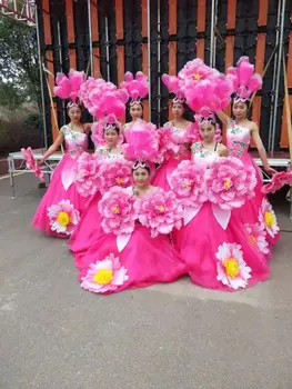 Otkriće plesni haljina Roza cvijet velika ljuljačka suknje faze pokazuju odijelo performanse odijevanje
