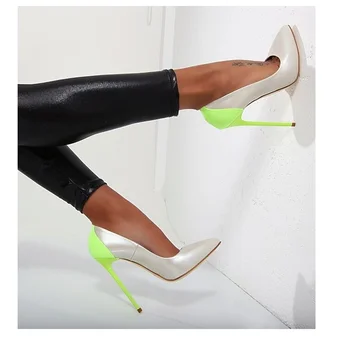 Oštar Čarapa Mješoviti Boja Sandala Visoke Žute Cipele Ružičaste Štikle Modeliranje Ženske Cipele Trendy Ženske Banket Cipele