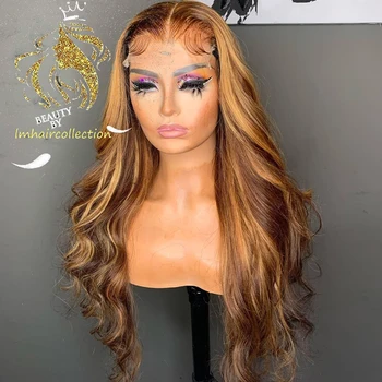 Perika Od Ljudske Kose Honey Blond Ombre Lace Front Human Hair Perika 180% Brazilski Highlight Deep Color Wave Lace Frontal Perika