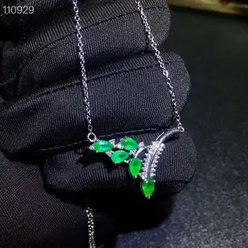 Prirodni Pravi Smaragd ogrlica Emerald Privjesak Čvrste S925 Srebra ogrlica Smaragd Za Žene u Boji Dragog Kamena