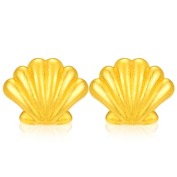 Pure 24K Yellow Gold Earrings shell dizajnerske Naušnice-roze 1.66 g