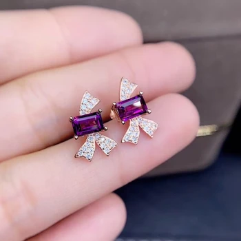 Raskošan, elegantan leptir Luk je prirodni пироп naušnice roze Prirodni dragulj naušnice S925 srebro žene stranka nakit
