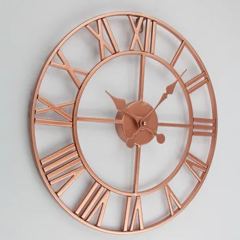 Rimske Brojke Zidni Sat Nordic Iron Vintage Clocks Creative Living Room Decoration Mute Metal Skeleton Clock Gold/Crna