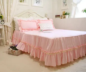 Romantični pink komplet posteljinu za odrasle djevojke, blizanac puni kraljica kralj pamuk single double domaće tekstilne krevet haljina jastučnicu poplun poklopac