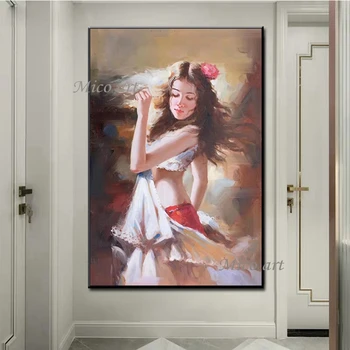 Ručni Rad Balerina Seksi Djevojka Ulje na platnu Umjetnost Dojam Žena Portret Platnu Zida Umjetnosti na Platnu Za Uređenje Spavaće sobe