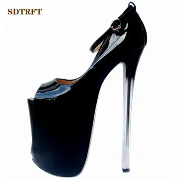 SDTRFT / cipele-brod s otvorenim vrhom; Ženske Sandale na platformu; ženske sandale na tankim visokim potpeticama 22 cm; zapatos mujer; Remen na щиколотке; Cipele za transvestit na ukosnica