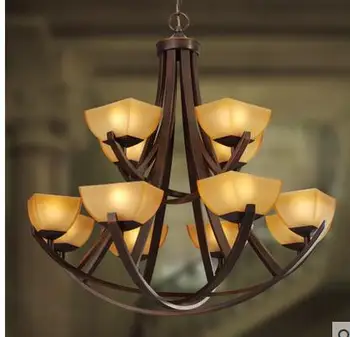 Sloj kuće svjetla moda lampsNEW Moda veliki viseći svijećnjak kovanog željeza rasvjeta stubišta lampa dual ZCL
