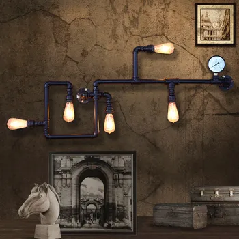 Steam Punk Potkrovlje Industrial Iron Rust Water Pipe Retro Wall Lamp Sconce Wall Lights E27 Led For Living Room Bedroom Bar Cafe Bed