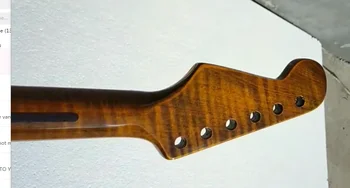Tigar Plamen Javor Gitara Vrat 21 Lad 25,5 cm Tamno Žuta Biseri Dot Inlay DIY