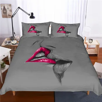 Valentinovo 3 kom. komplet posteljinu poljupci print uzorak deka jastučnicu queen size uređenje doma Posteljina