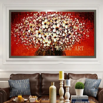 Velike deformacije debelog moderne ručni palete boja boja nož cvjetni slikarstvo na platnu zid umjetnost osnovna dnevni boravak umjetnost