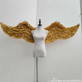 Visoka kvaliteta prirodnih pero zlatnih krila anđela 180 cm Predivna srebrna krila vile za ples izlog DIY deco rekvizite besplatno sh