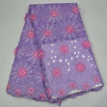 Visokokvalitetna afrička cvjetne čipke tkanina 2017 organza cvjetne čipke tkanina šljokice vezeni nigerijski držači tkanina za haljine