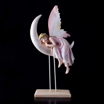 WU CHEN LONG Bindemittel Art Angel Figurine Moon Flower Princess Girl Obrtni Minijaturni Starinski Dekor Pribor Za Uređenje Doma R4543