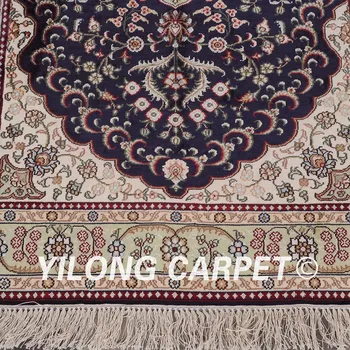 YILONG 3'x5' Ručni rad svila područje tapiserije ručno tepih plavi svileni tepih kućni ukras (LH849B3x5)